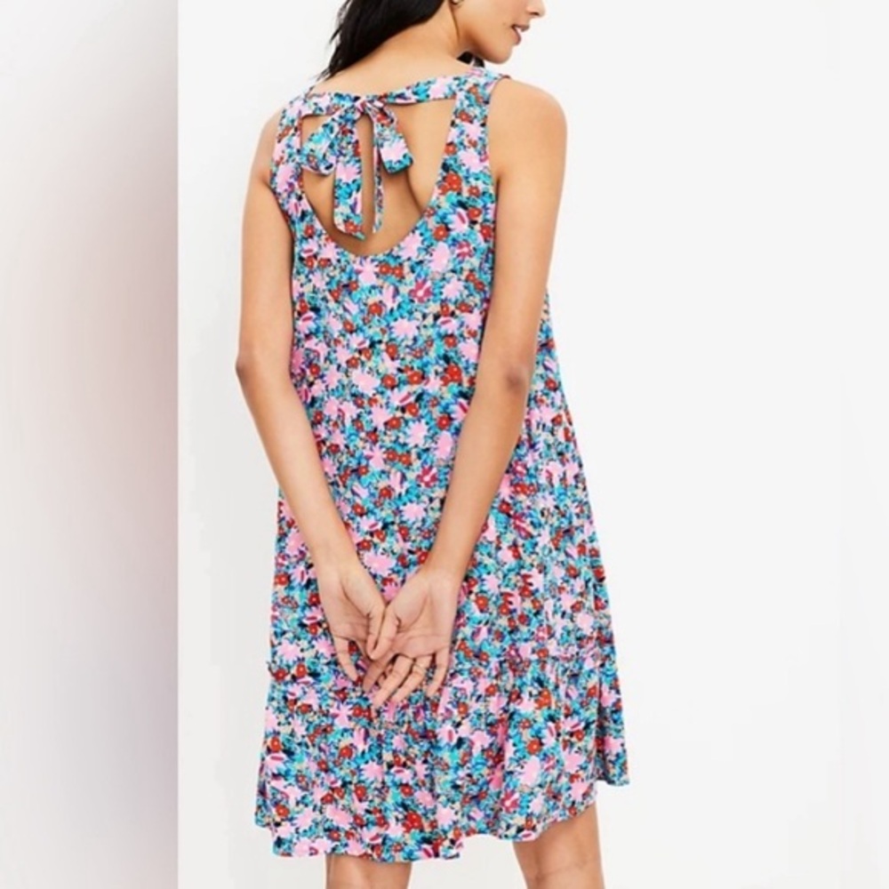 Loft floral back tie tank dress. SP